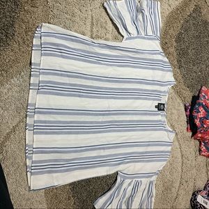 Bobeau blue and white striped shirt